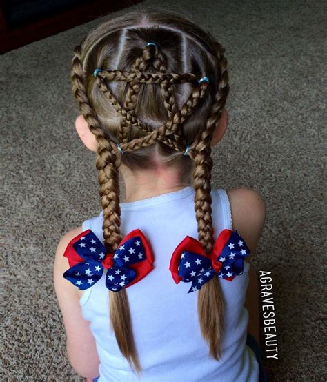 A Braided Star Hairstyle Blended Into Dutch Braids🌟🌟 Fourth Of July
