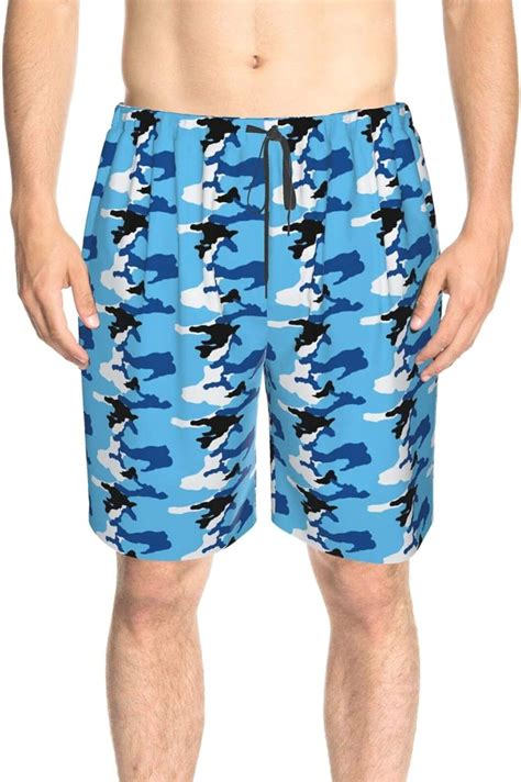 Cyloten Blue Camouflage Swim Trunks Mens Quick Dry Swimming Shorts