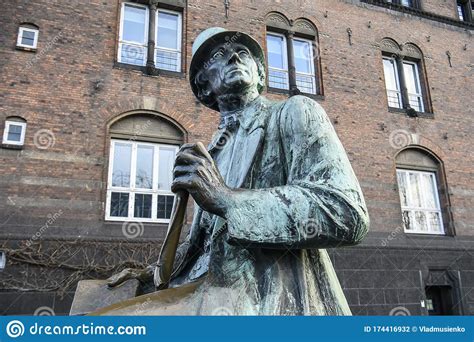 Bronze Statue Of Hans Christian Andersen At Copenhagen City Hall Square