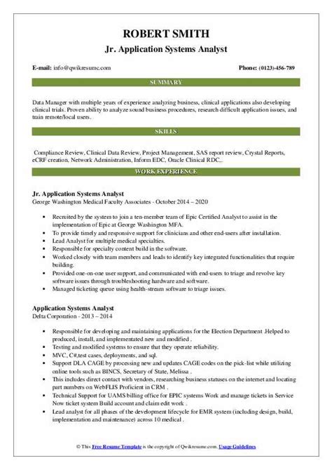 Write an engaging resume using indeed's library of free resume examples and templates. Application Systems Analyst Resume Samples | QwikResume