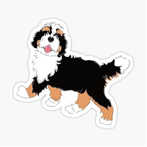 Tri Color Bernedoodle Sticker For Sale By Lulupainting Redbubble