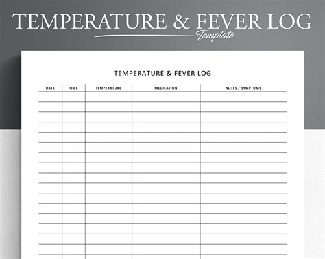 Temperature Log Daily Refrigerator INSTANT DOWNLOAD Printable Temperature Check Sheet Fridge