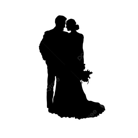 Gambar Siluet Pernikahan Pengantin Dengan Latar Belakang Transparan