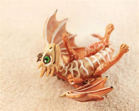 Little Dragon Cute Figurine Brown Gold Earth Dragon Fantasy Art
