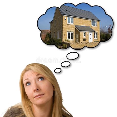 Dreaming Of New House Woman Imagining Her Dream House Thought Bubbles