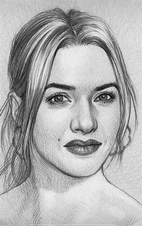 Kate Winslet Portrait Sketches Abstract Charcoal Art Pencil Sketch Portrait