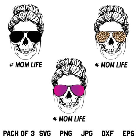 Mom Life Skull Svg Mom Skull With Glasses Svg Mom Life Skeleton Svg