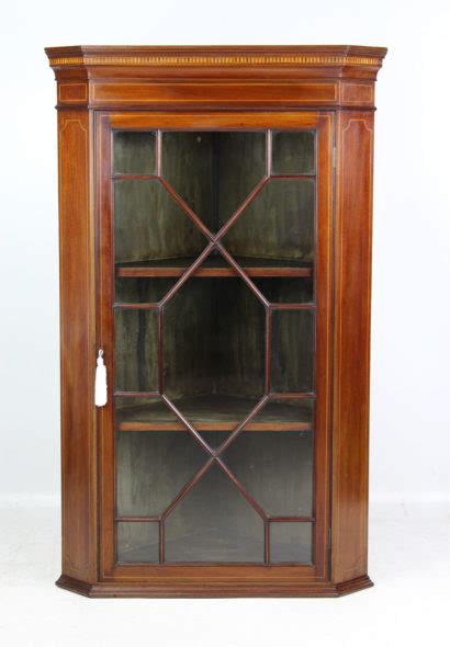 Edwardian Inlaid Mahogany Hanging Corner Cabinet