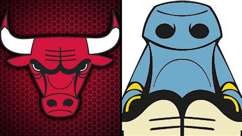 The bull's nostrils are the robot's what important message could the bulls possibly be sending to our subconsciouses? Bulls Logo Upside Down Robot Crab