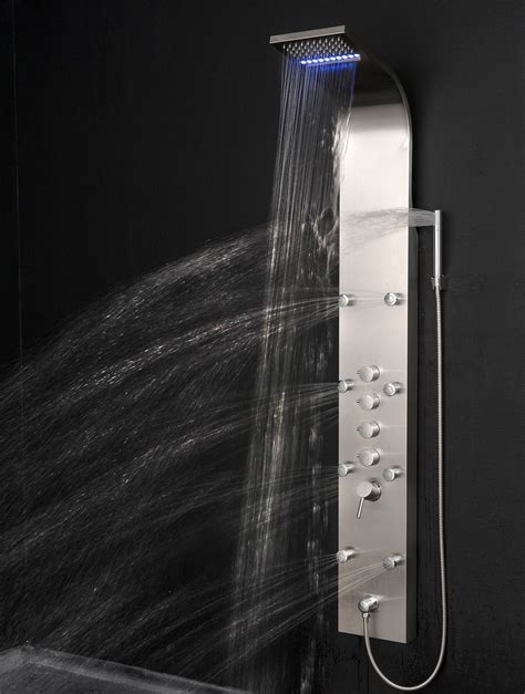 Akdy 63 Rainfall Waterfall Stainless Steel Multi Function Bathroom Shower Panel System W Led