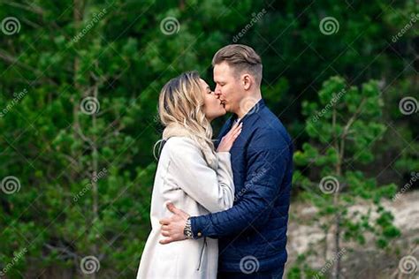 happy loving couple kissing enjoying of happiness love and tenderness romance couple hugging in