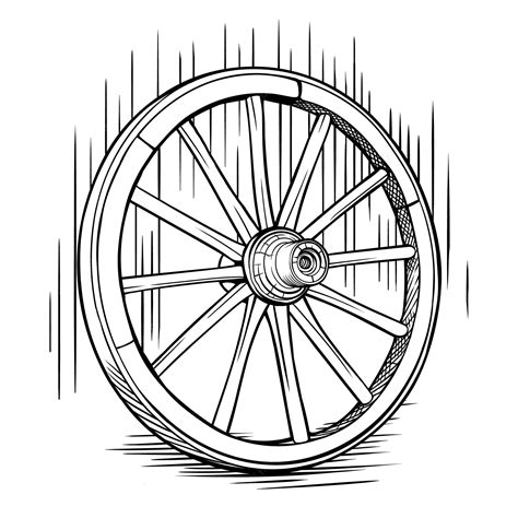 Premium Vector Old Wooden Wheelold Cart Wheel Black And White Drawing