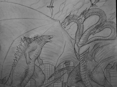 Now you have to draw three circles first, the sizes of the three circles will be different. king ghidorah drawing - Google Search | Godzilla vs king ...