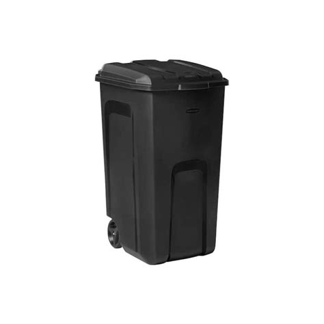 Rubbermaid Roughneck 45 Gal Black Wheeled Vented Trash Can With Lid