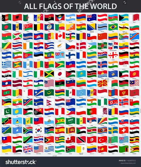 All Flags World Alphabetical Order Waving Stockillustration 1102497512