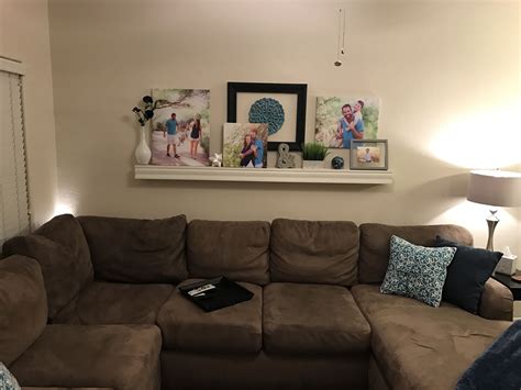 Long shelf behind couch decor | Shelf behind couch, Behind ...