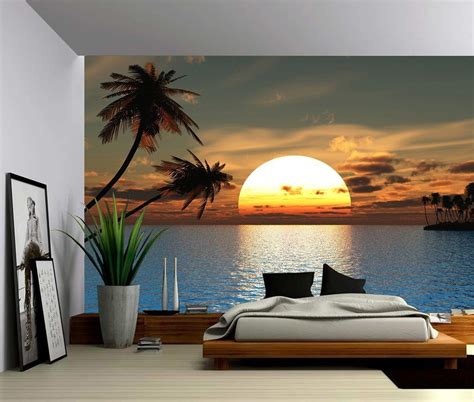 Picture Sensations Canvas Texture Wall Mural Seascape Tropical Sunset
