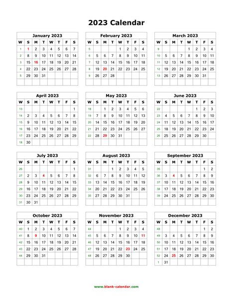 Free Printable 2023 One Page Calendar 2023 Calendar Printable