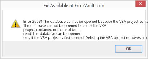 How To Fix Error The Database Cannot Be Opened Because The VBA Project Contained In It