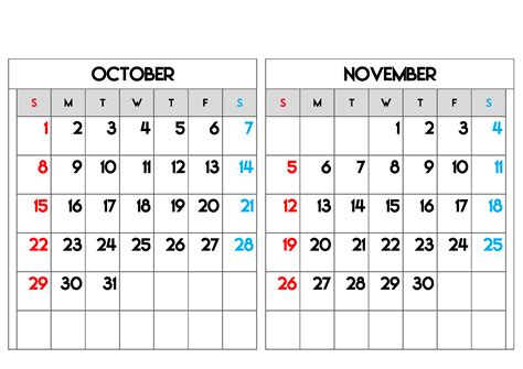 Printable October November 2023 Calendar Your Printable Calendar