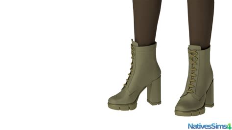 Lace Up Military Style Boots No Slider Sims 4 Contenu Personnalisé