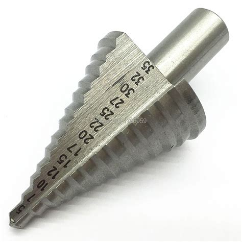 Hss Step Drill Bit 5 35mm 13 Steps Straight Flute Step Drills Round Shank For Conduit Wood Metal