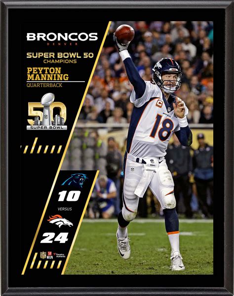 Peyton Manning Denver Broncos Super Bowl 50 Champions 105 X 13