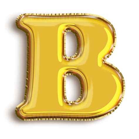 English Alphabet B Of Golden Inflatable Balloon Isolated On Transparent