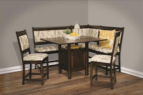 High Country Amish Upholstered Solid Wood Breakfast Nook Counter Height