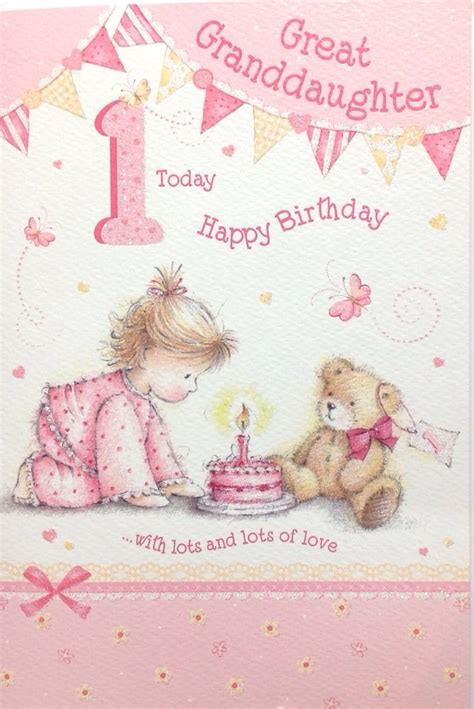 great granddaughter age 1 1st birthday card ~ special verse ~ beautiful detail ebay 1st