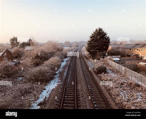 Frosty Railway Track Stock Photo Alamy