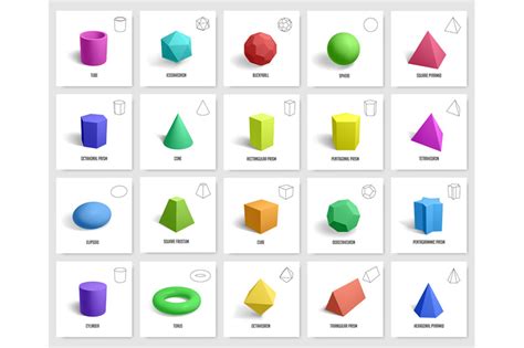 Realistic 3d Geometric Shapes Basic Geometry Prism Cube Cylinder Fi