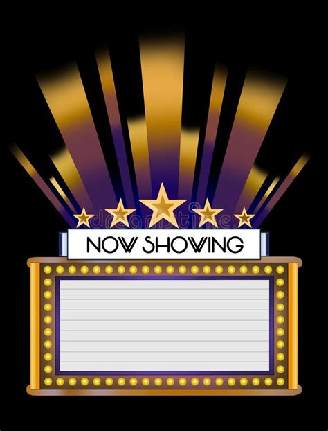 Broadway Movie Marquee Now Showing Scene Stock Illustration
