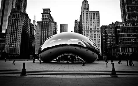 ❤ get the best black and white hd wallpaper on wallpaperset. Chicago, Reflection, Sculpture, Monochrome, Cloud Gate ...