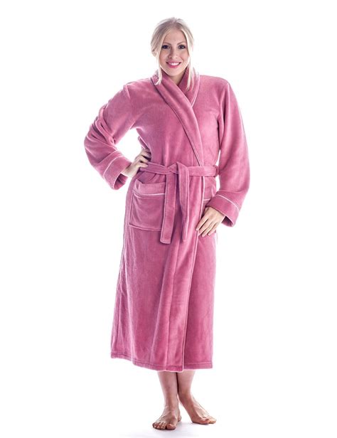 Womens Premium Coral Fleece Plush Spabath Robe Fleece Womens Fleece Bathrobe