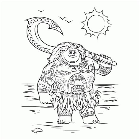 Includes maui coloring pages, as well as pua the pig, hei hei the chicken, and other moana friends. Maui from Moana Coloring Pages - Free Printable Coloring Pages