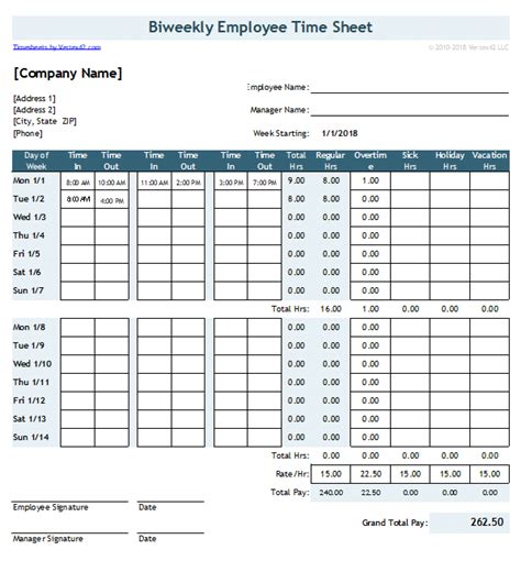 Timesheet Template Excel 2018 Tutoreorg Master Of Documents