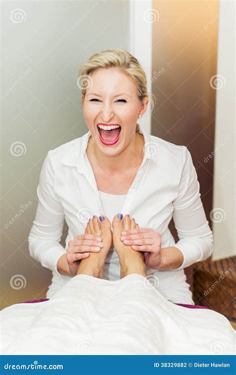 Cheerful Masseuse Stock Photo Image Of Blonde Massage