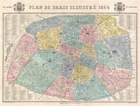 Paris I Old Maps Of Paris Year 1864 Paris Map Antique Map Map