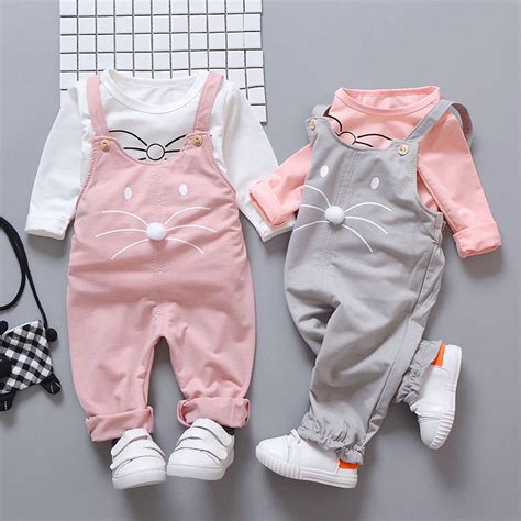 Fall Baby Girl Outfit Tops T Shirts Bib Suit Infant Clothing Sets For