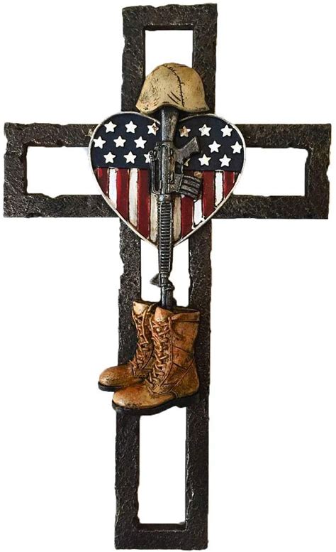 Ar Country Store Fallen Soldier Wall Cross With Boots Heart And Helmet
