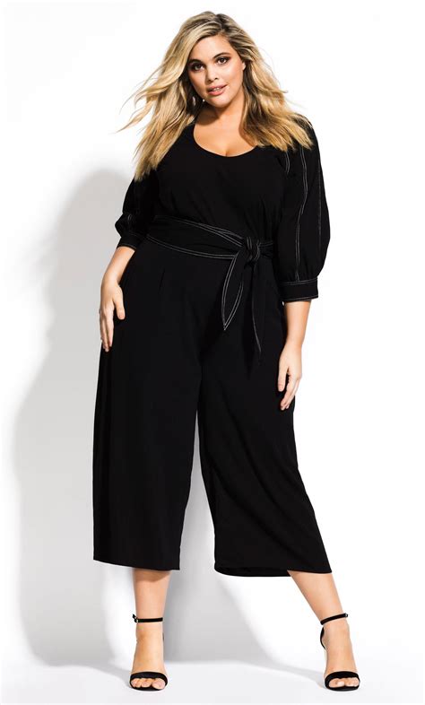 City Chic Stitched Up Jumpsuit In Black Lyst