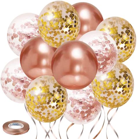 Mioparty™ Latex Balloons 12 Inch Rose Gold Confetti Metallic Party