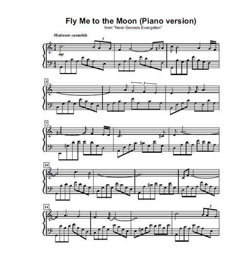 Neon Genesis Evangelion Fly Me To The Moon Partituras Para Piano