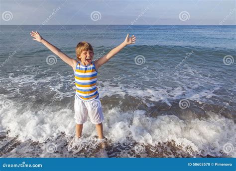 Boy Enjoys The Sea Stock Photo Image Of Child Cute 50603570