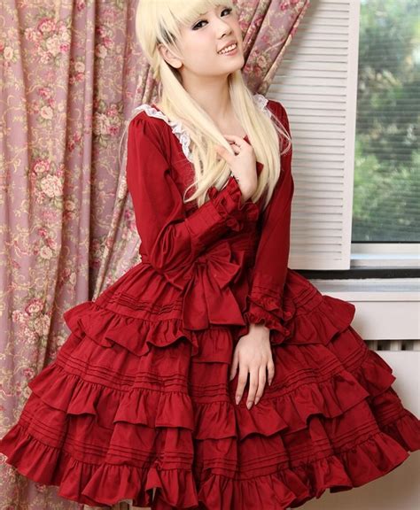 Lolita Dress Autumn Gothic Retro Lace Cosplay Dress Puff Long Sleeved