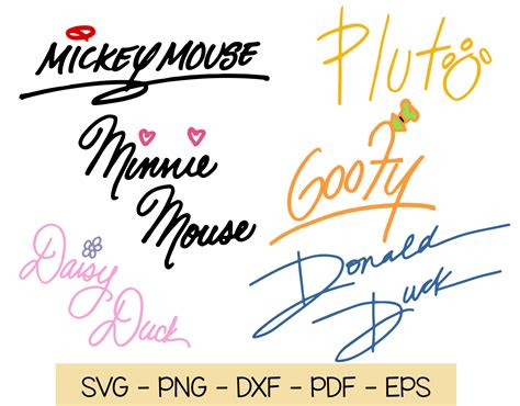 Mickey Mouse And Friends Signaturesautographs Svg Png Dxf Etsy Uk
