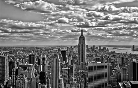 New York City Skyline In Black And White By Joey Lax