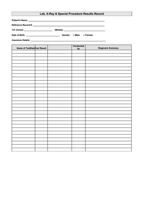 Top Lab Results Record Form Templates Free To Download In Pdf Format