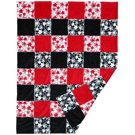 Shan Kfp006 Canada Rag Quilt Kit By Shania Sunga Minky Redblkwhite